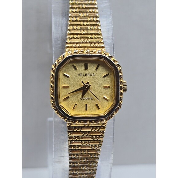 Vintage Helbros 25291 Womens Gold Tone Quartz Dress Watch Dainty New Battery